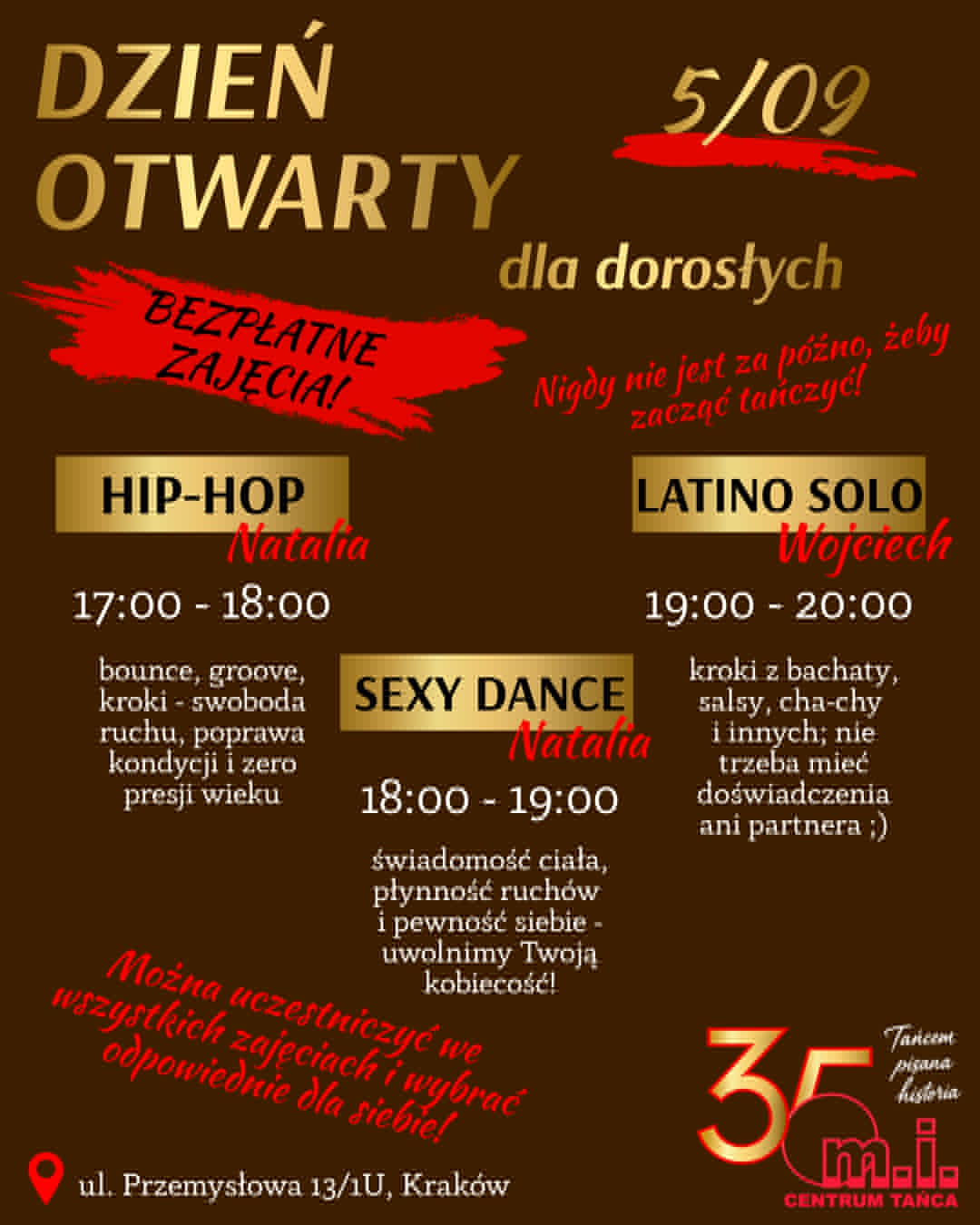 zajęcia taneczne kurs tańca towarzyskiego plakat
