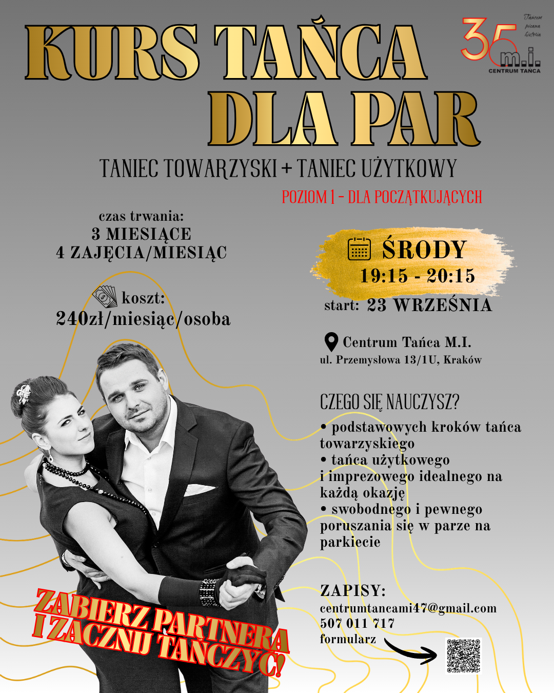 zajęcia taneczne kurs tańca towarzyskiego plakat